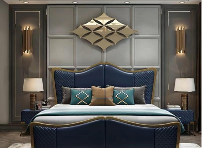 Bedroom Set Designer Luxury Group Suite Bed 2x Bedside table 3 pcs new
